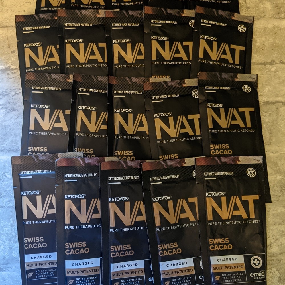 19 packs pruvit keto//os nat charged swiss cacao